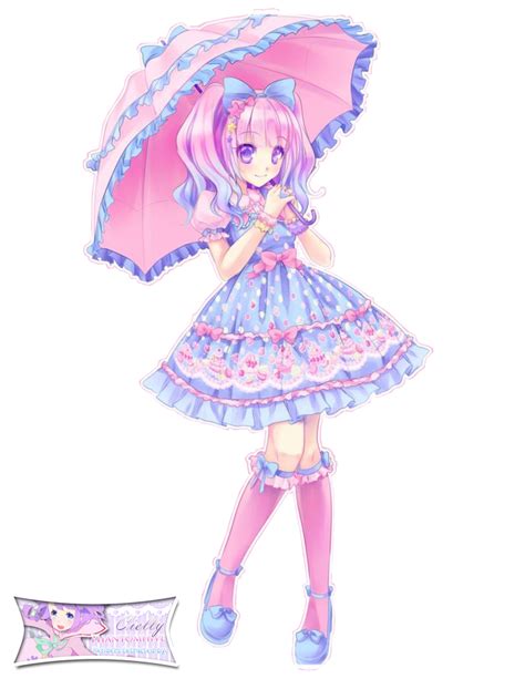 Cute Anime Pastel Lolita Girl Extracted Bycielly By