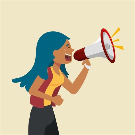 Free Vector Woman Screaming With A Megaphone Cartoon People Vector Free Cartoon Posters