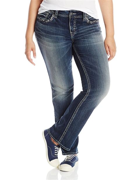 Silver Jeans Womens Plus Size Suki Mid Rise Indigo Slim Bootcut Jean