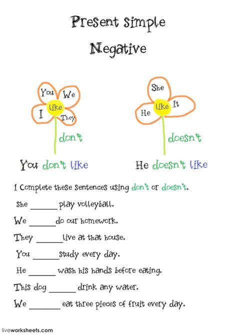 Modals with passive voice 1 / 2 14. Present simple negatives with don't and doesn't ...