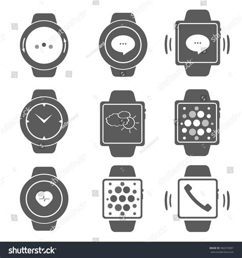 Set Smart Watch Icons Vector Illustration Stock Vector Royalty Free