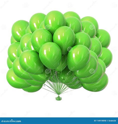 Green Helium Balloons Party Holiday Birthday Decoration Classic Stock