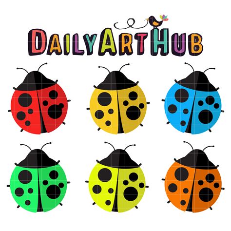 Colorful Lady Bugs Clip Art Set Daily Art Hub