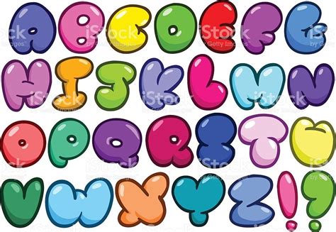 Comic Bubble Shaped Alphabet Set Bubble Letter Fonts Bubble Alphabet