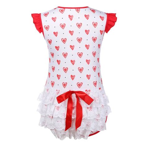 Adult Baby Onesie For Women Cute Red Heart Diaper Lover Abdl Snap