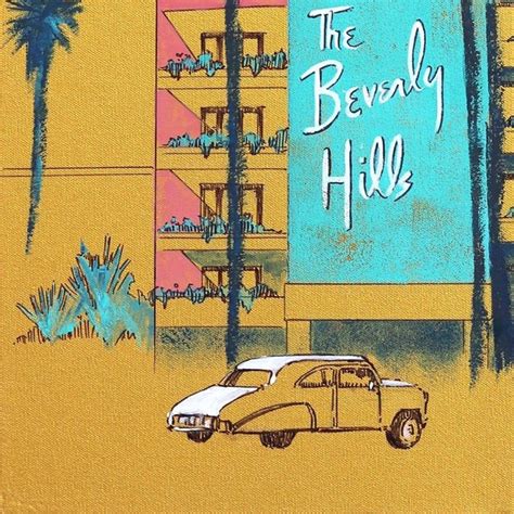 Mid Century Modern Inspired Beverly Hills Hotel And Car Artwork By Kathleen Keifer Beverly