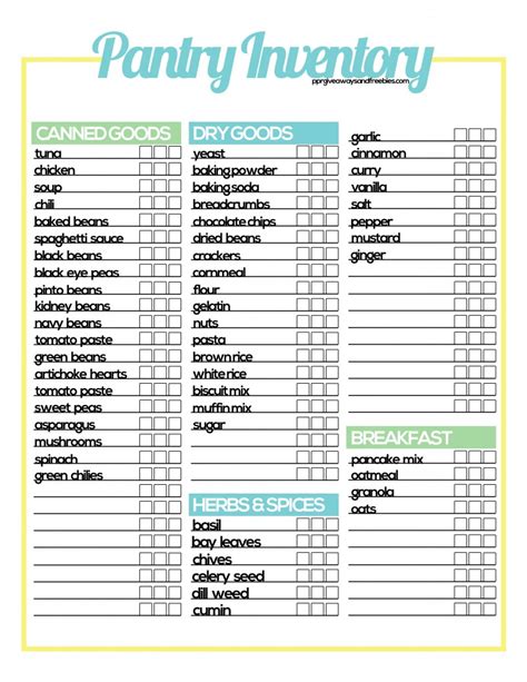 Household Inventory Tracker Free Printables Pantry Inventory