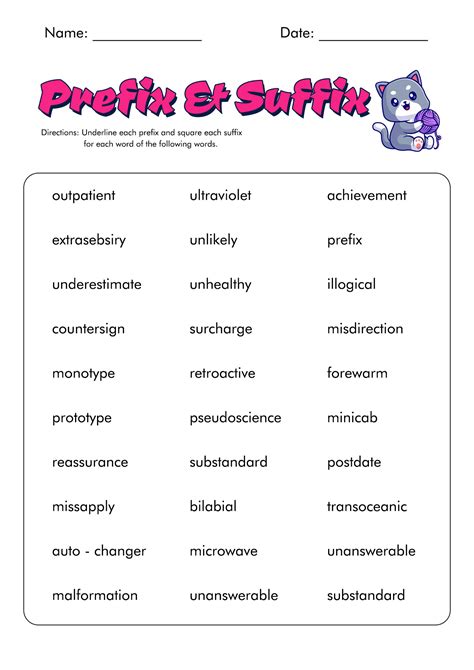 Prefixes Suffixes Worksheet Prefix Worksheet Prefixes Prefixes And My