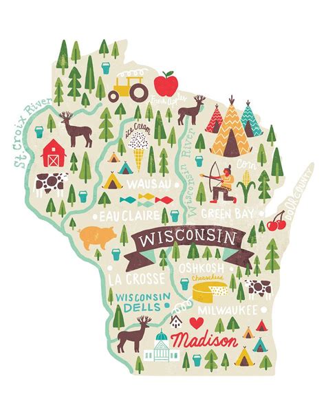 Michael Mullen Wisconsin Illustrated Map Map Design Illustration