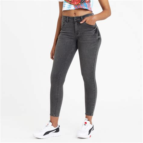 Redbat Womens Charcoal Regular Rise Skinny Jeans