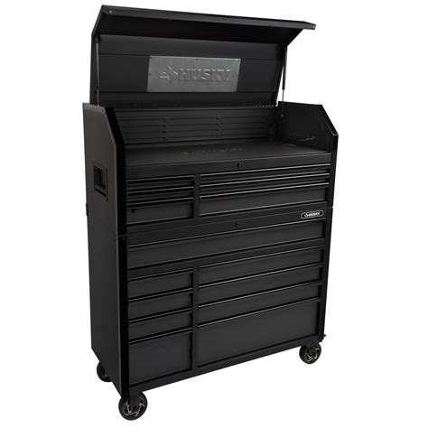 Husky Industrial 52 In W X 21 5 In D 15 Drawer Tool Chest And Rolling Cabinet Combo With Led