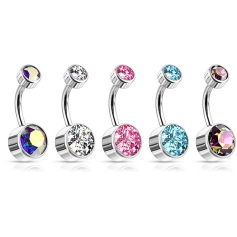 Crystal Cluster G23 Titanium Belly Ring