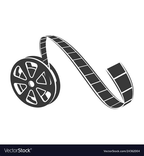 Film Reel Icon Cinematography Black Tape Strip Vector Image