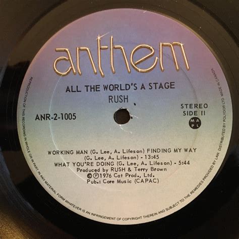Rush All The Worlds A Stage 1977 Rare Vinyl Pursuit Inc