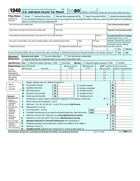 Irs Form 1040 Printable Version Printable Forms Free Online