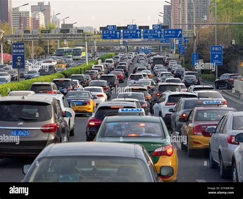 Beijing Traffic Jam Stock Photo Alamy