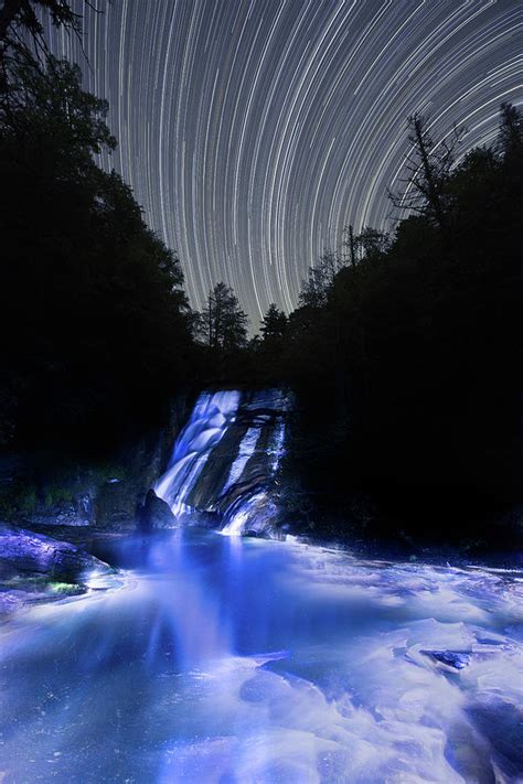 Star Trails And Light Painting At A North Carolina Waterfall Photograph