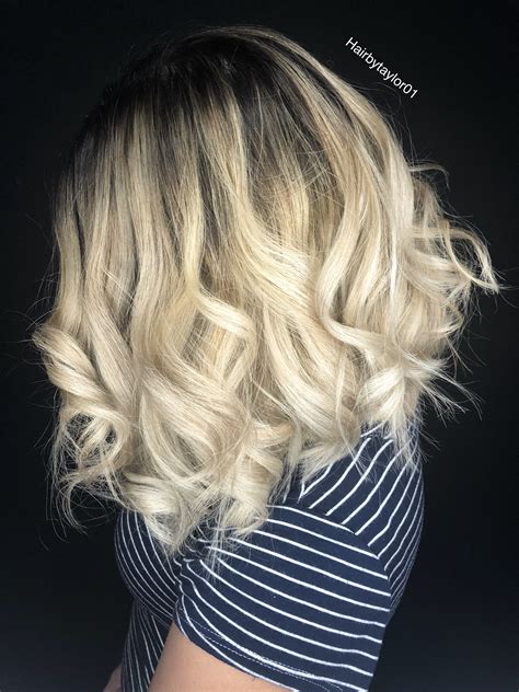 Dark Shadow Root Into A Light Icy Blonde Ombré Short Shoulder Length