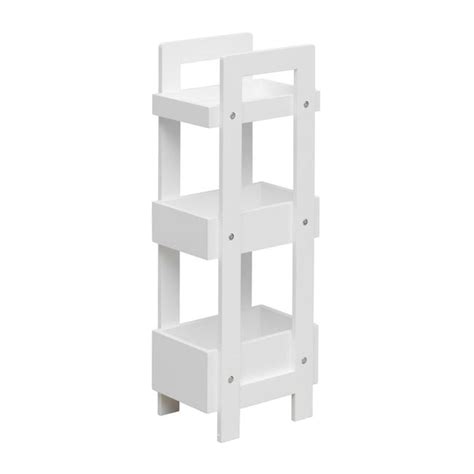 rebecca mobili etagère de cuisine etroite avec 3 etagères en bois blanc meuble de salle de bain