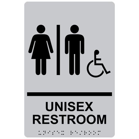 Ada Unisex Restroom With Symbol Braille Sign Rre 14845 Blkonslvr