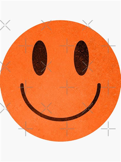 Distressed Orange Smiley Face Sticker For Sale By Kcstudio Redbubble