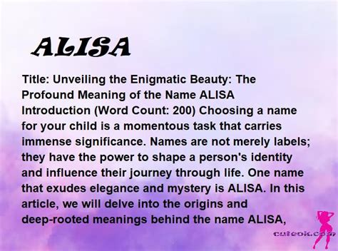 Meaning Of The Name Alisa