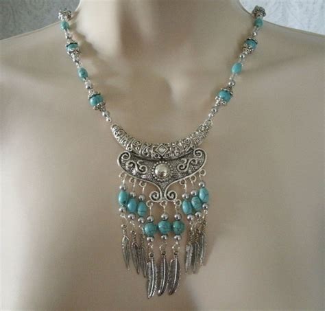 Feather Necklace Southwestern Jewelry Southwest Jewelry Turquoise