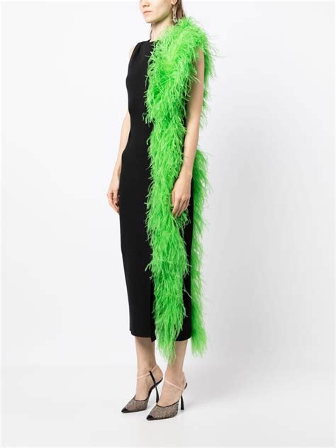 Rachel Gilbert Elcie Feather Trim Midi Dress Farfetch