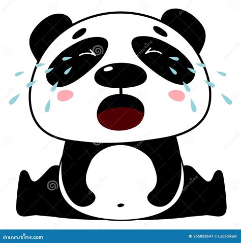 Crying Panda Character Cute Cartoon Baby Animal Tears Stock Vector