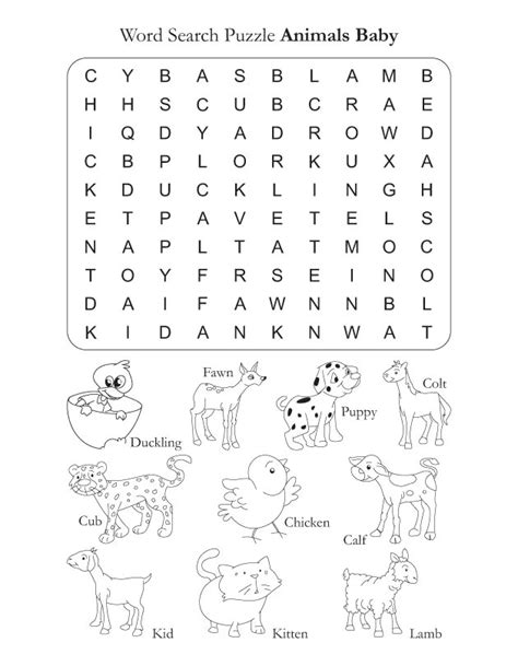 Word Search Puzzle Animal Baby Download Free Word Search Puzzle