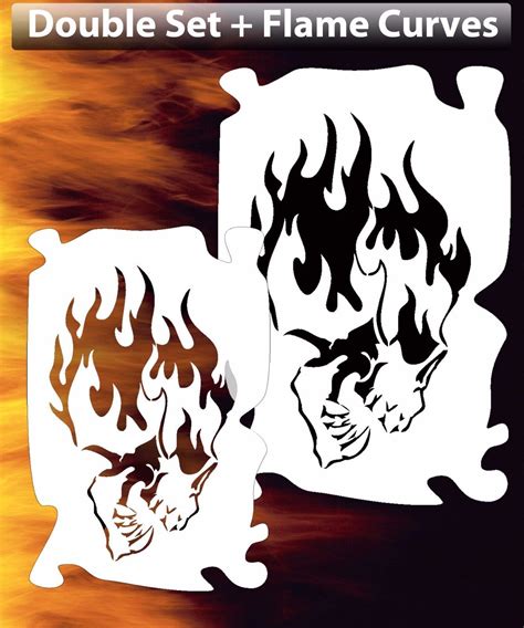 Flame Skull 8 Airbrush Stencil Spray Vision Template Skull Stencil