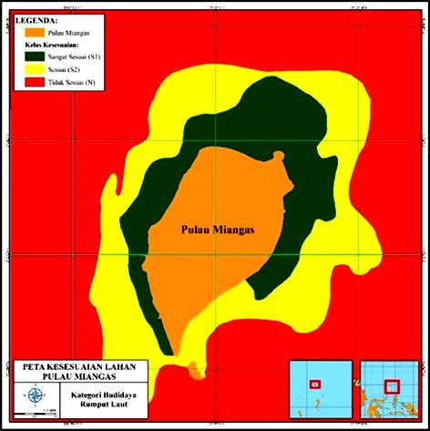 Gambar 4 Peta Kesesuaian Lahan Di Pulau Miangas Kategori Budidaya