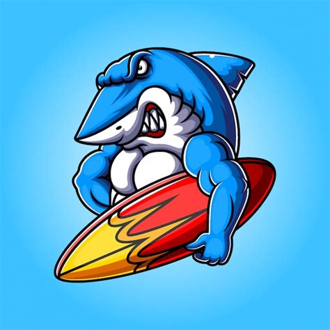 Premium Vector Blue Shark Cartoon Mascot