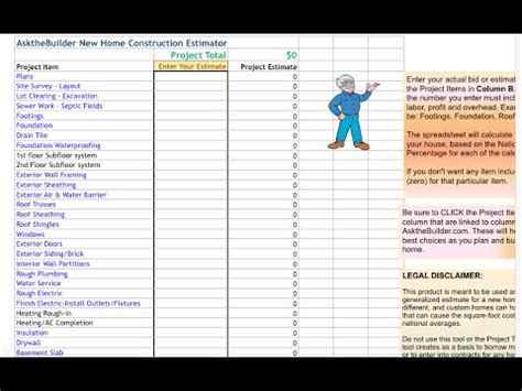 home construction cost estimator tool youtube