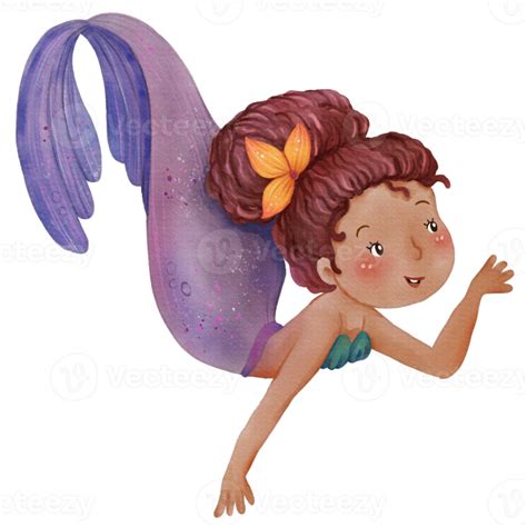 Watercolor Cute Mermaid Clipart Png 16626064 Png