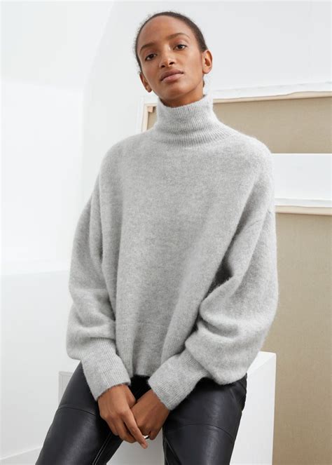 Soft Wool Blend Turtleneck Sweater Grey Turtlenecks And Other
