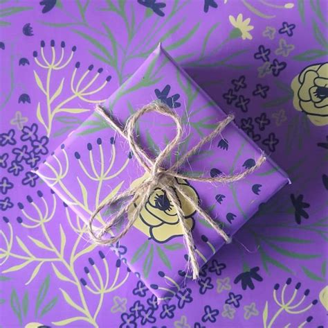 Luxury T Wrap Purple Floral Wrapping Paper Christmas Etsy