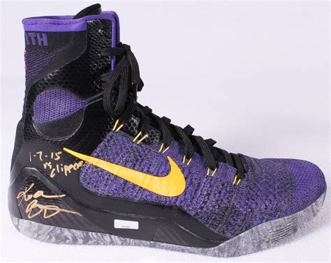 Pair Of 2 Kobe Bryant Signed Game Used Nike Shoes Inscribed 1 7 15