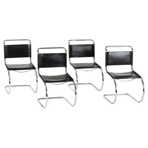 1970s Set Of 4 Mies Van Der Rohe Mr10 Catilever Dining Side Chairs By