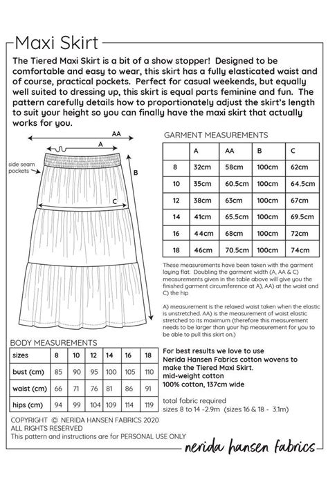 Maxi Skirt Sewing Pattern Tiered Skirt Pattern Tiered Maxi Skirt Pdf