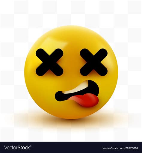 Dead Face Emoji Cross Eyes Emoticon 3d Rendering Vector Image