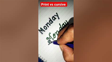 Print Vs Cursive Handwriting Shorts Youtube