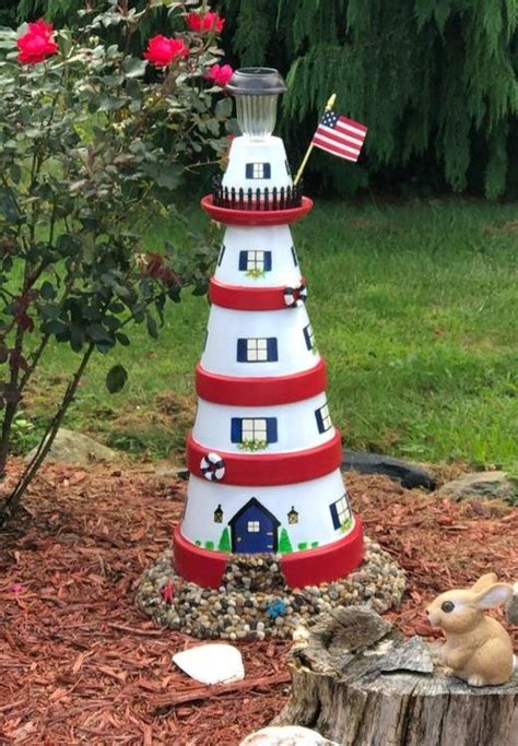 Clay Pot Garden Lighthouse With Solar Light Welcome To Blog