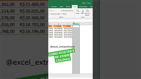 Como Ocultar E Reexibir Colunas No Excel Excel Microsoftexcel