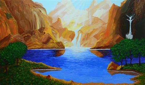 Speaking Water Abstract Colorful Landscape Painting By
