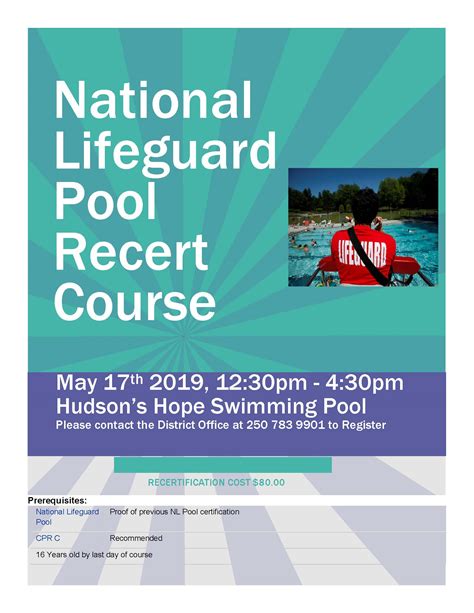 Nl Pool Option Course Recert District Of Hudsons Hope Playground