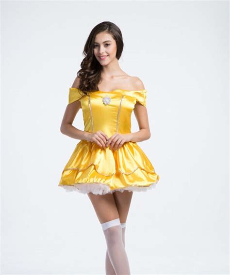 Belle Adult Sexy Short Costume Dress Halloween Cosplay Beauty And The