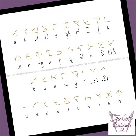 Klingon Alphabet Star Trek Themed Cross Stitch Pdf Pattern Etsy
