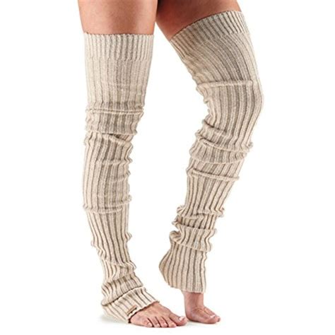 Toesox Women’s Wool Thigh High Ribbed Knit Open Heel Leg Warmer For Dance Yoga And Fashion