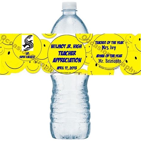 Smiley Face Water Bottle Labels The Candy Bar Wrapper